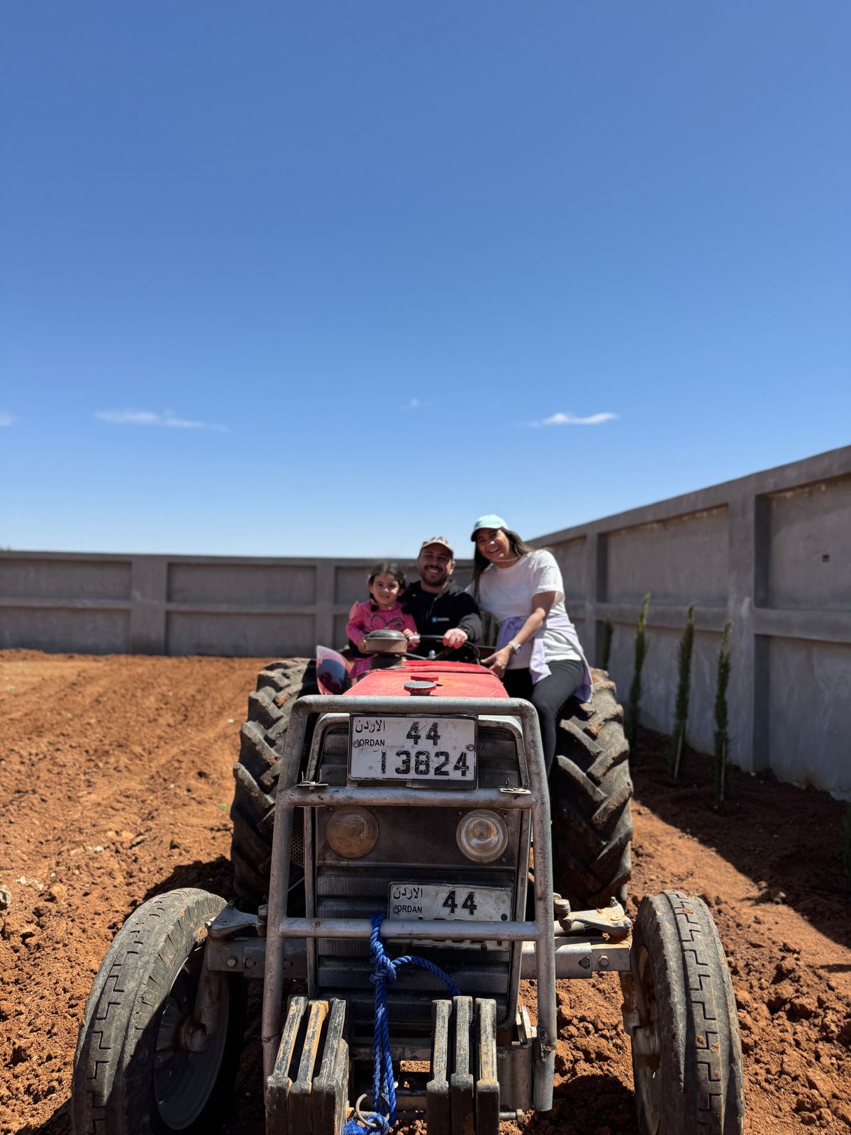 Family on a tractor