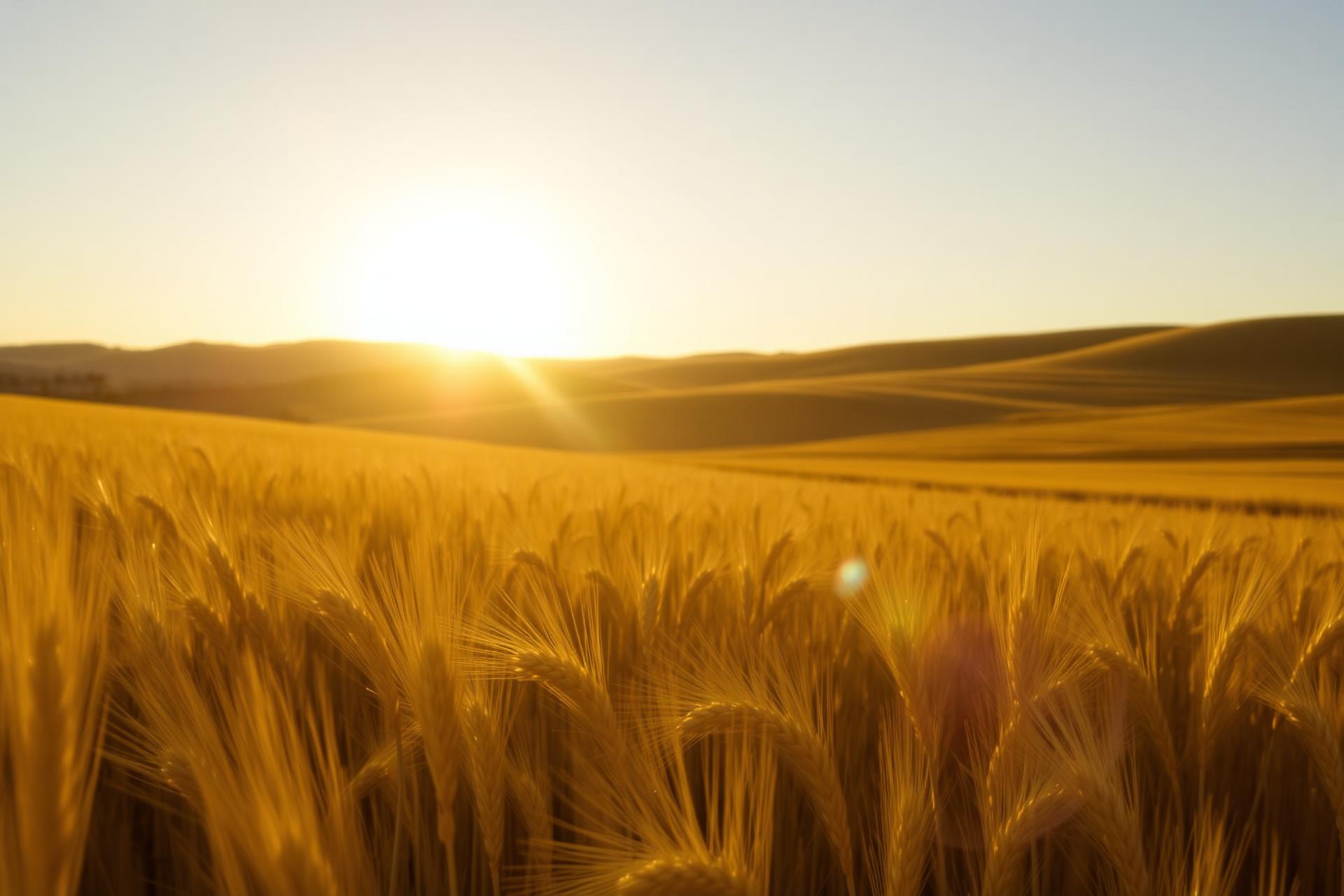 Golden wheat field at sunset